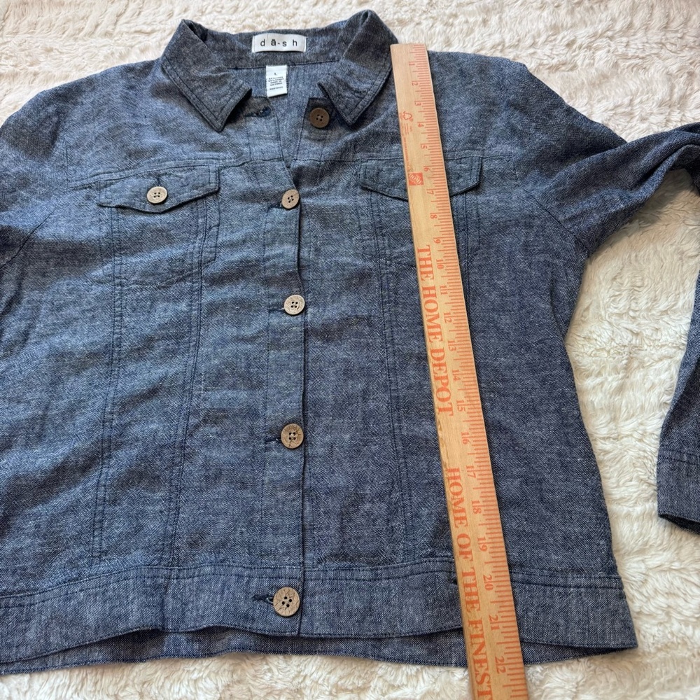 da-sh Blue Linen Rayon Trucker Jacket Large Coastal Grandmacore large spring - Picture 3 of 5